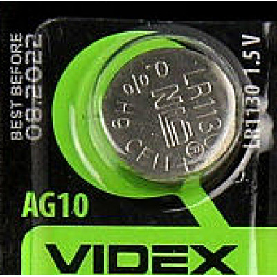 Батарейка VIDEX AG10, 390, 389, LR1130, G10, LR54