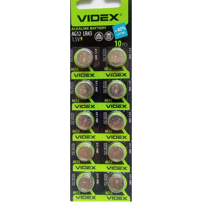 Батарейка VIDEX AG12, 386, 301, SR43W, LR43