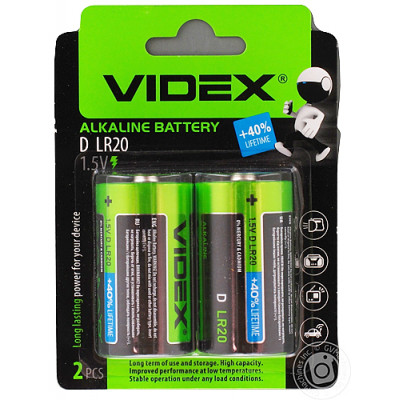 Батарейка VIDEX, D, LR 20 (1 шт)