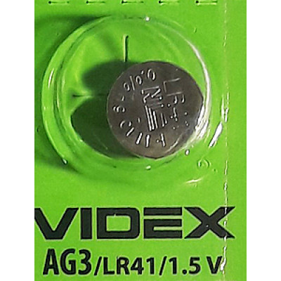 Батарейка VIDEX AG3, 392, 384, SR41W, LR41