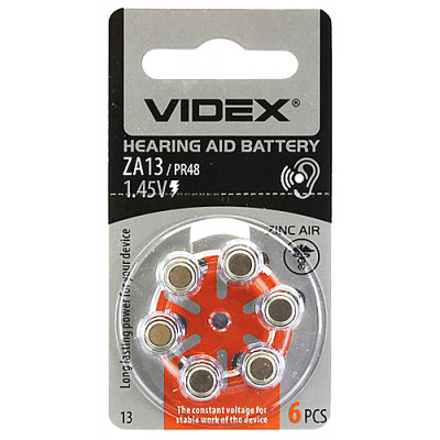 Батарейка VIDEX ZA-13 для слухового аппарата (цена за 1 шт)